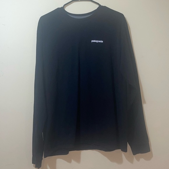 Men’s Patagonia Black Responslbill-Tee Regular Fit Back Logo Long Sleeve T-Shirt - Picture 2 of 7
